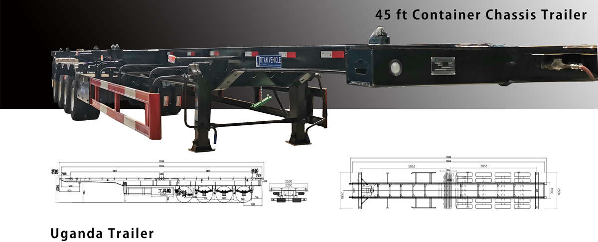 What is the Size of 40 foot Container Chassis Trailer for Sale In Uganda?