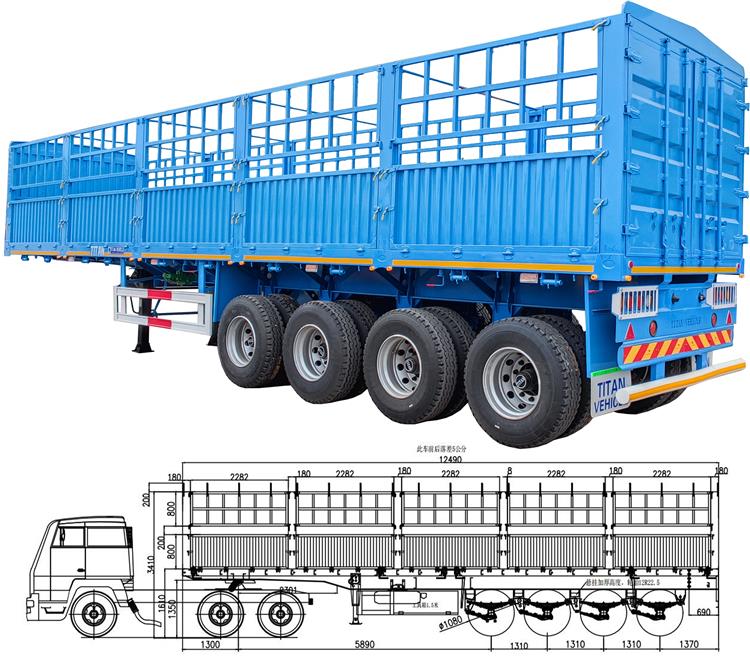 4 Axle Fence Bulk Cargo Trailer for Sale in Uganda Kampala