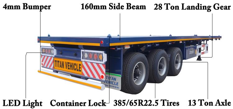 3 Axle 40ft Flat Deck Trailer with Single Tires for Sale In Uganda